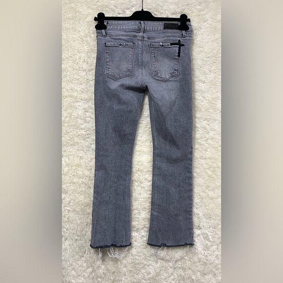 Rta Los Angeles Distressed Raw Hem Flare Cropped Jeans - Picture 2 of 12